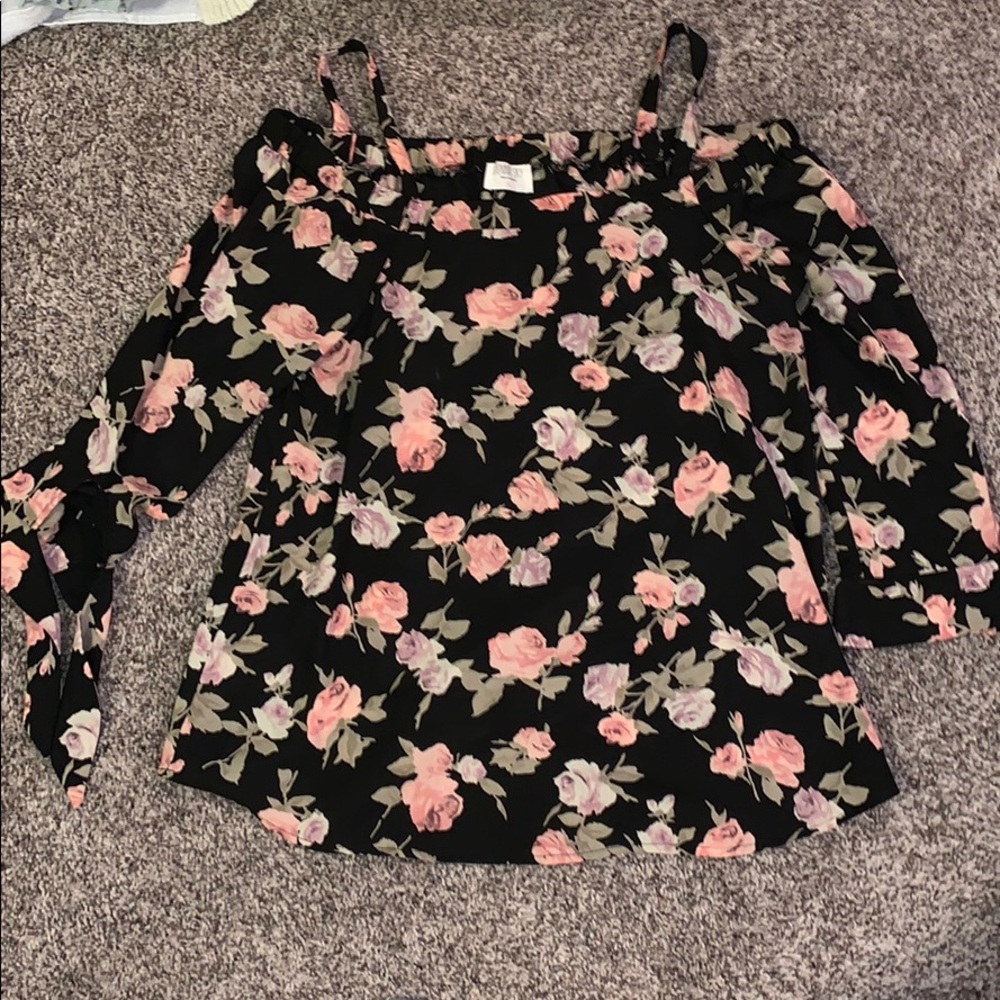 off the shoulder with straps top!!